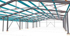Steel structure of a hall with loading platform