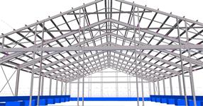 Steel structure of a hall for cattle housing