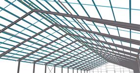 Steel structure of a hall for cattle housing