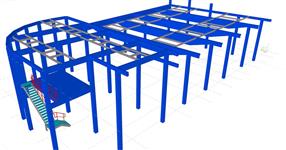 Auxiliary steel structures for a reinforced concrete frame of a hall