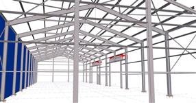 Steel structure of a storage hall