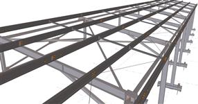 Steel structure of a canopy next to an agricultural building