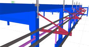Auxiliary steel structures for a reinforced concrete frame of a hall