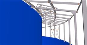 Steel structure of roofing of space between high capacity oil products tanks