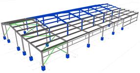 Steel structure of a warehouse extension