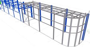 Auxiliary steel structures of a bakery factory extension