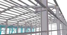 Steel structure of a production hall extension with preparation for crane runway installation