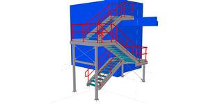 Steel structure of a service staircase