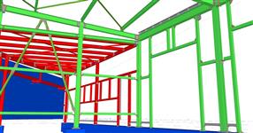 Steel structure of the car showroom extension