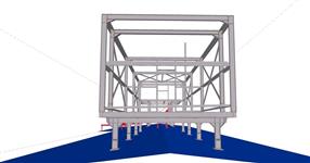 Steel construction of the roof superstructure with access footbridges