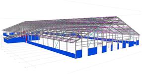 Steel structure of the hall for housing cows