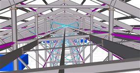 Steel structure of the hall for housing cows