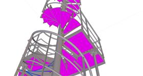 steel structure of the spiral staircase for the gas tank