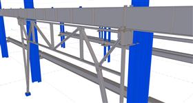 steel structure of the new crane rails inside the production hall